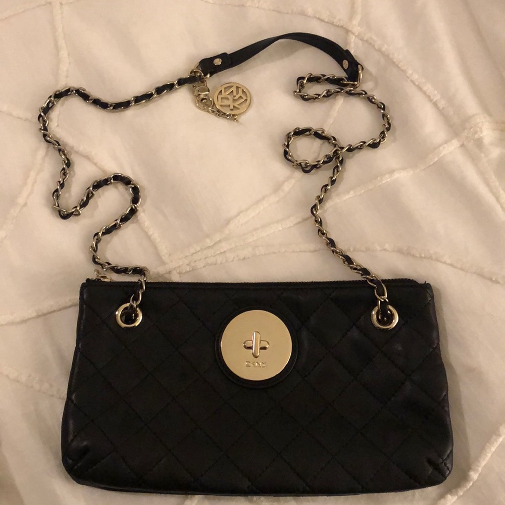 DKNY black quilted convertible bag